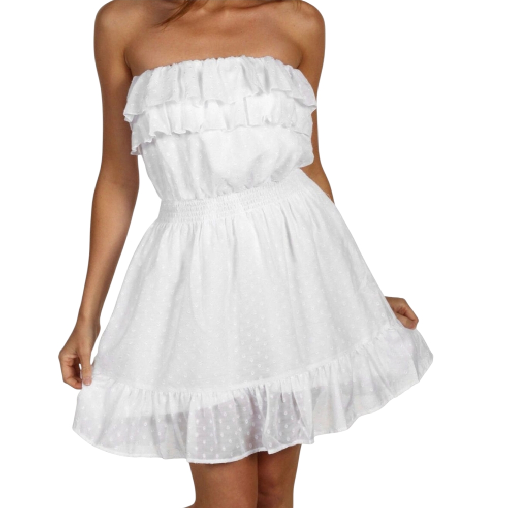 Lily Pulitzer Quincy White Ruffled Swiss Dot Baby Doll Mini Dress